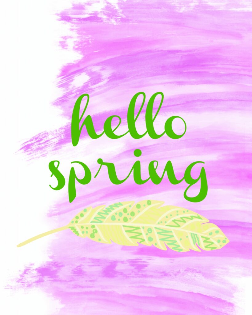 hello spring printable twelveOeightblog.com #spring #springdecor #printable #freeprintable #watercolor #modern